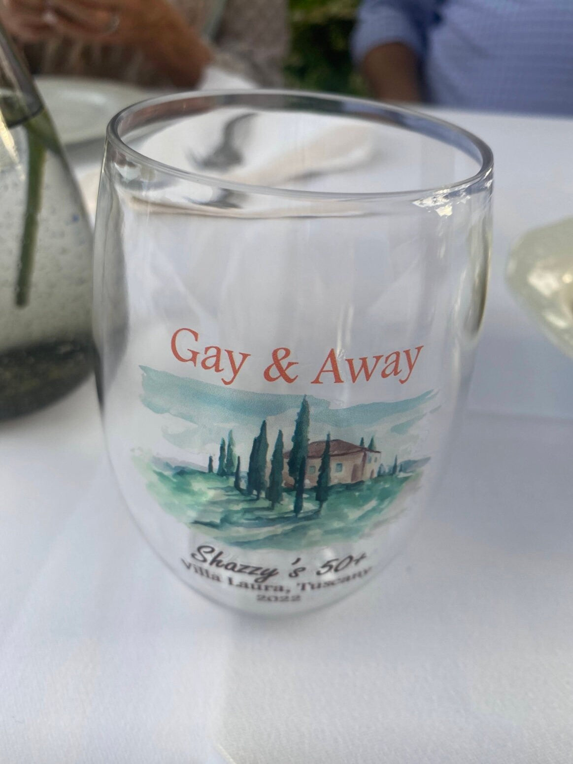 16oz personalized stemless plastic wine glasses, custom printed, wedding crest, watercolor design, family crest, cocktail glasses, reunion