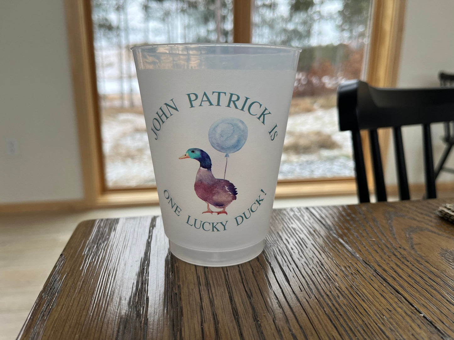 16oz Personalized Frost Flex cups, one lucky duck, first birthday, custom printed
